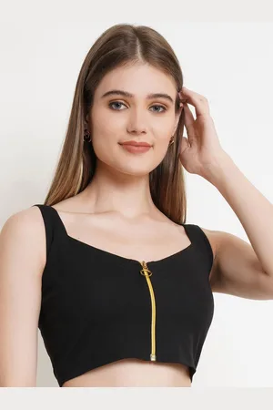 Popwings Women Sweetheart Neck Crepe Crop Top