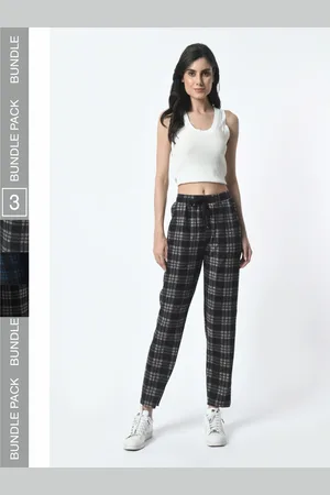 BAESD Women Pack Of 3 Checked Mid Rise Track Pants