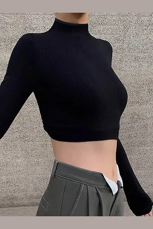 HERE&NOW Women Round Neck Crop Top