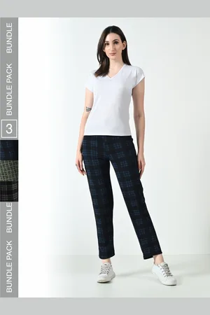 BAESD Women Pack Of 3 Dry-Fit Checked Track Pant