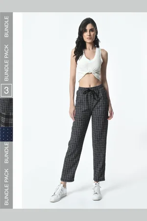 BAESD Women Pack Of 3 Checked Mid Rise Track Pants