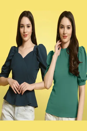 Metronaut Pack Of 2 Women Sweetheart Neck Crop Top