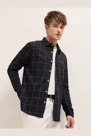 The Bear House Men Slim Fit Windowpane Checks Opaque Checked Casual Shirt