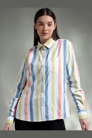 KOTTY Women Spread Collar Graphic Printed Cotton Casual Shirt