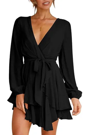 HERE&NOW Women Tie-Ups Detail Wrap Mini Dress