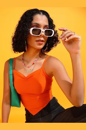Popwings Women Sweetheart Neck Crop Top