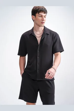 Highlander Men Co-Ord Set Cuban Collar Half Sleeve Relaxed T Shirt With Loose With Shorts