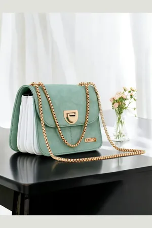 EXOTIC Green PU Structured Sling Bag