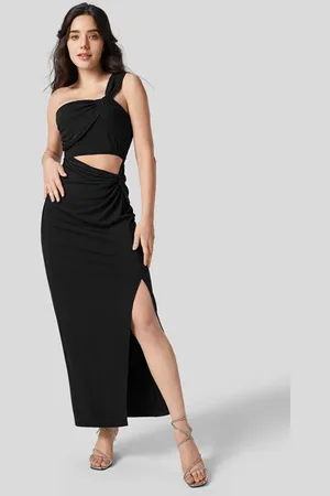DressBerry Women One Shoulder Sleeveless Cut-Outs Maxi Dress
