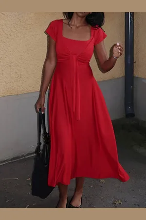 HERE&NOW Women Square Neck Midi Dress