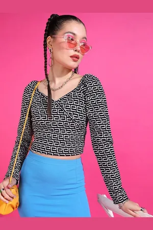Popwings Women Geometric Printed Crop Top
