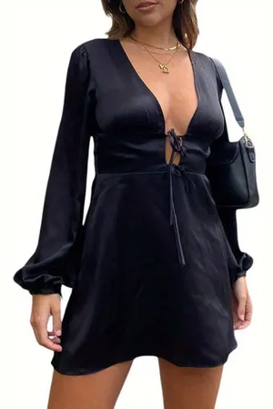 HERE&NOW Women Puff Sleeve Fit & Flare Mini Dress