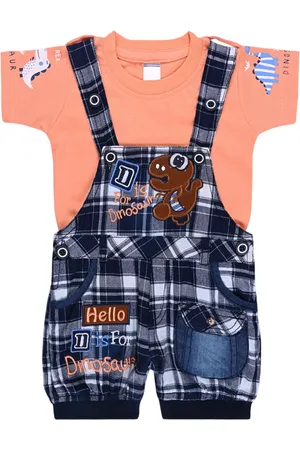 Wish Karo Boys Printed Cotton Dungaree With T-Shirt