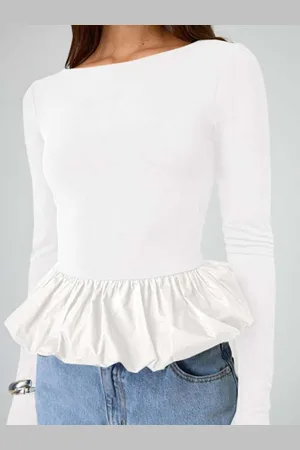 HERE&NOW Women Boat Neck Peplum Top