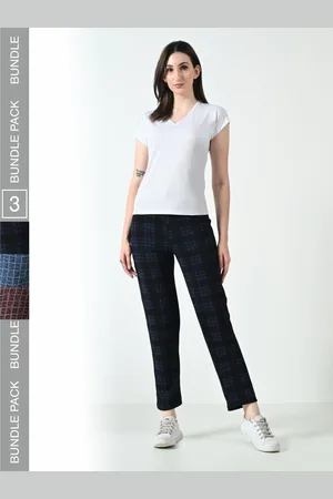 BAESD Women Pack Of 3 Checked Mid Rise Track Pants