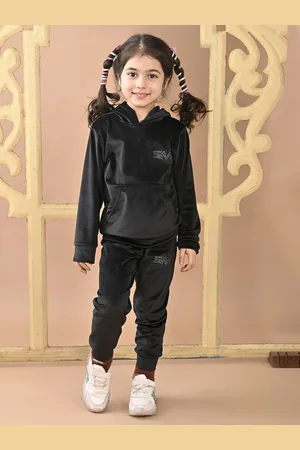 Superminis Girls Hooded Velvet Sweatshirt With Joggers