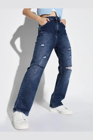 SHOWOFF Women Comfort Straight Fit Slash Knee Heavy Fade Jeans