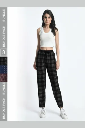 BAESD Women Pack Of 3 Dry-Fit Checked & Printed Track Pant