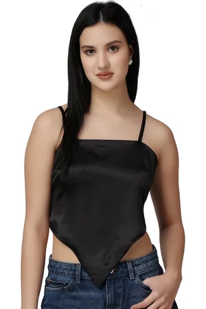 Popwings Women Shoulder Straps Styled Back Crop Top