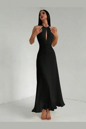 HERE&NOW Women Halter Neck Maxi Dress