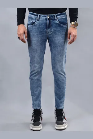 Greenfibre Men Cotton Slim Fit Mildly Distressed Heavy Fade Stretchable Jeans