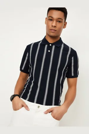 Max Collection Men Striped Polo Collar Cotton T-shirt