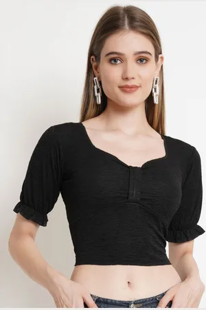 Popwings Women Self Design Crop Top