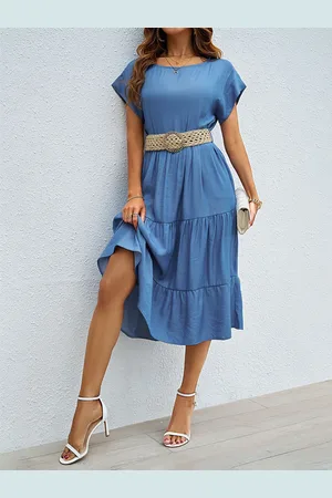 JC Mode Women fit & Flare Flounce Midi Dress