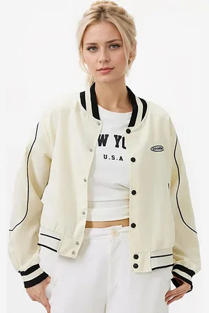 JC Mode Women Stand Collar Colourblocked Casual Bomber Jacket