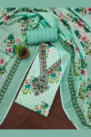Kalini Floral Printed Thread Work Unstitched Dress Material