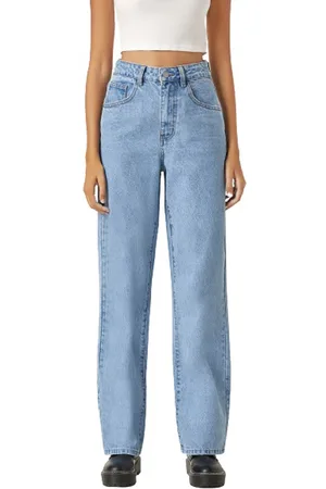 KOTTY Women Jean Straight Fit High-Rise Low Distress Light Fade Stretchable Jeans