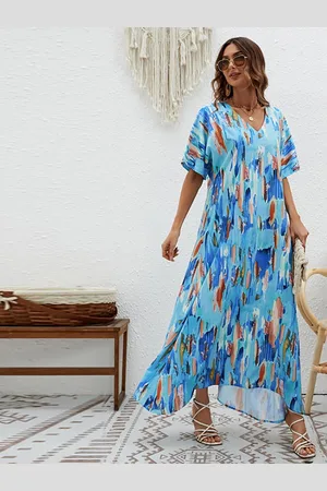 JC Mode Women V-Neck Printed Maxi Dress