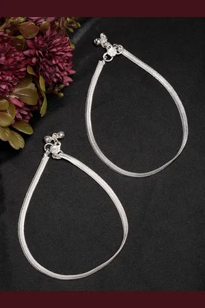 NVR Women Set of 2 Silver-Plated Anklets