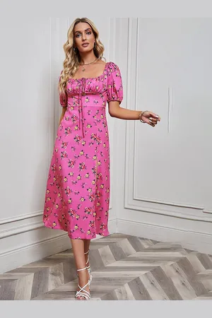 JC Mode Women Floral Printed Empire Midi Dress
