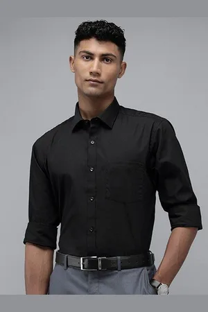 Fab Star Men Spread Collar Solid Cotton Formal Shirt