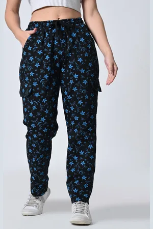 BAESD Women Printed Relaxed-Fit Mid-Rise Track Cargo Style Pants