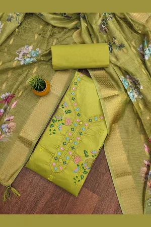 MANVAA Floral Embroidered Stone Work Unstitched Dress Material
