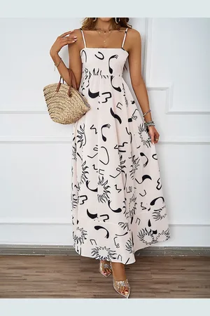 JC Mode Women Printed Shoulder Straps Sleeveless Maxi Dress