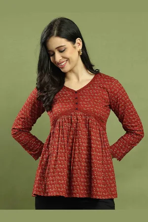Rajnandini Floral Striped Ethnic Cotton Top