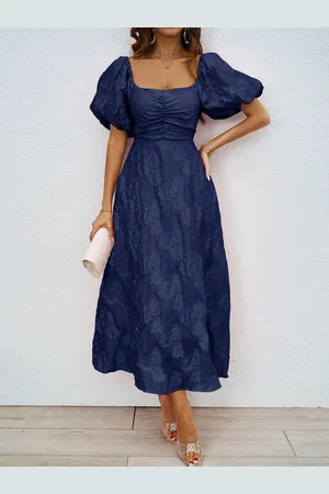 JC Mode Women Self Design Fit & Flare Midi Dress