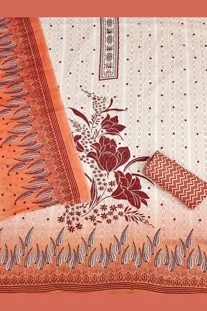Kalini Floral Printed Beads Work Unstitched Dress Material