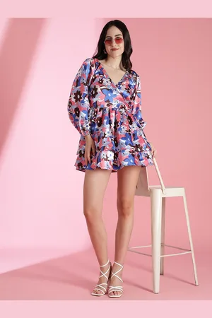 KOTTY Women Floral Printed Puff Sleeve Fit & Flare Dress