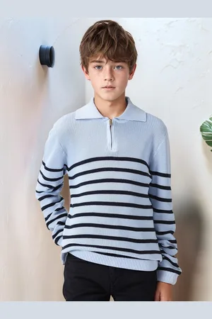 Nautica Boys Half Zipper Striped Pullover