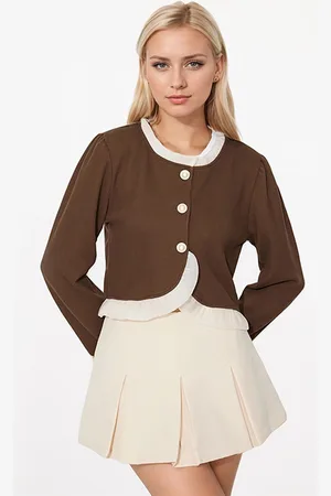 JC Mode Women Collarless Solid Casual Tailored Jacket