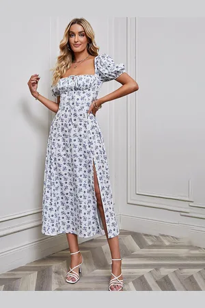JC Mode Women Floral Printed A-Line Midi Dress