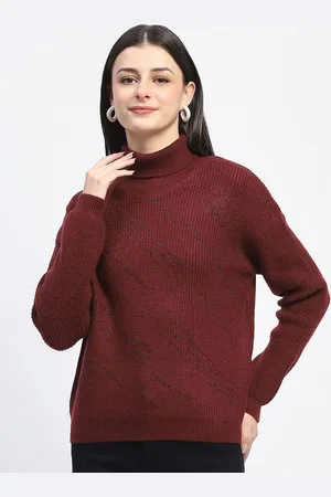 MADAME Women Ribbed Pullover with Embellished Detail