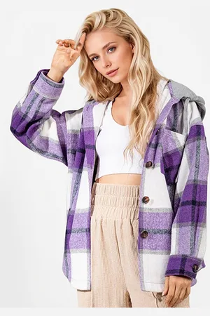 JC Mode Women Checked Hooded Oversized Shackets