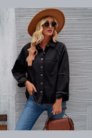 JC Mode Women Solid Longline Denim Shackets