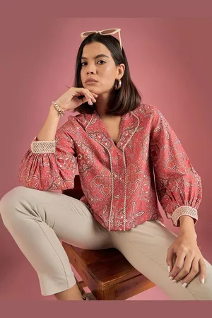 DressBerry Women Printed Lapel Collar Top