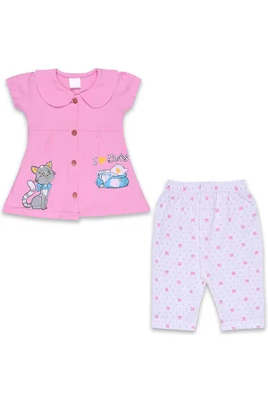 Wish Karo Girls Printed Round Neck Top With Trouser